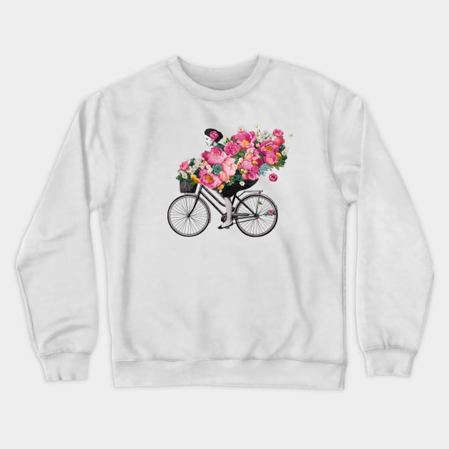 Floral Bicycle Crewneck Sweatshirt by LauraGraves